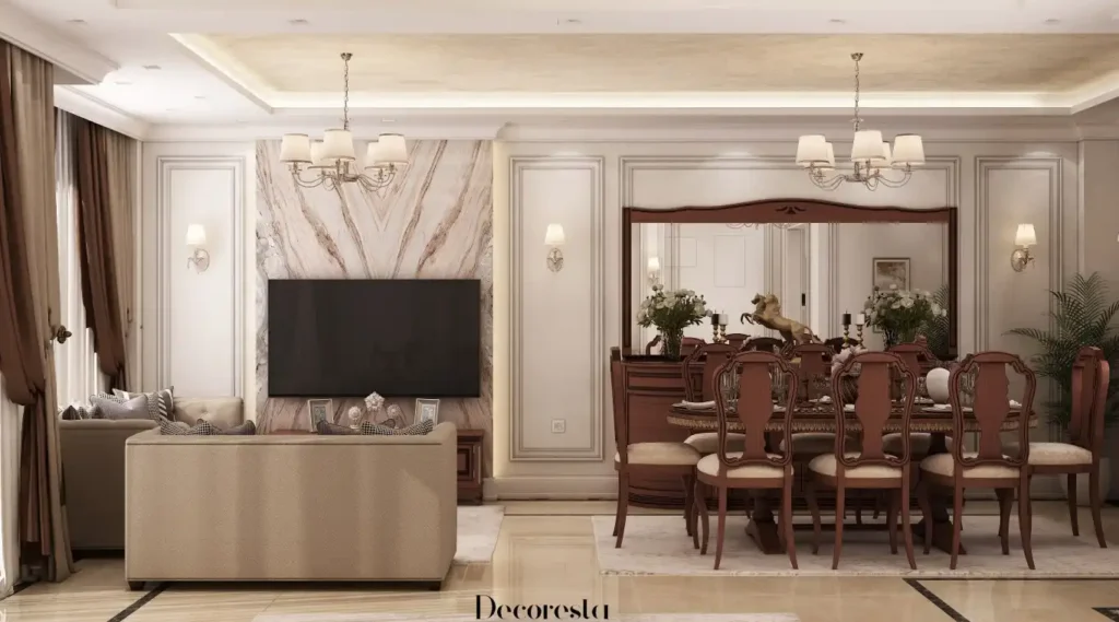 Residential villa reception interior design